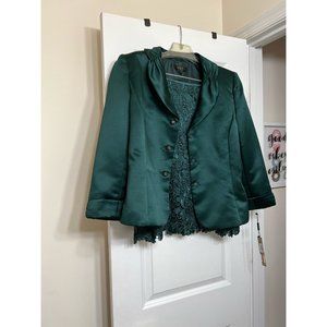 Tahari Arthur S. Levine Green suit with lace skirt Size 16 NWT
